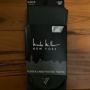 Nicole Miller New York Fleece Lined Footed Tights NWT